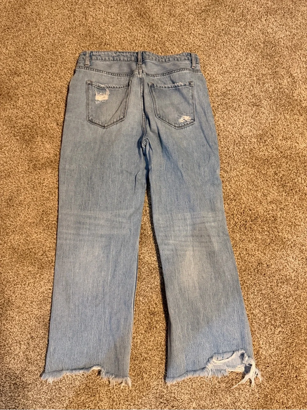 Light Blue Distressed Wide-Leg Women’s Jeans